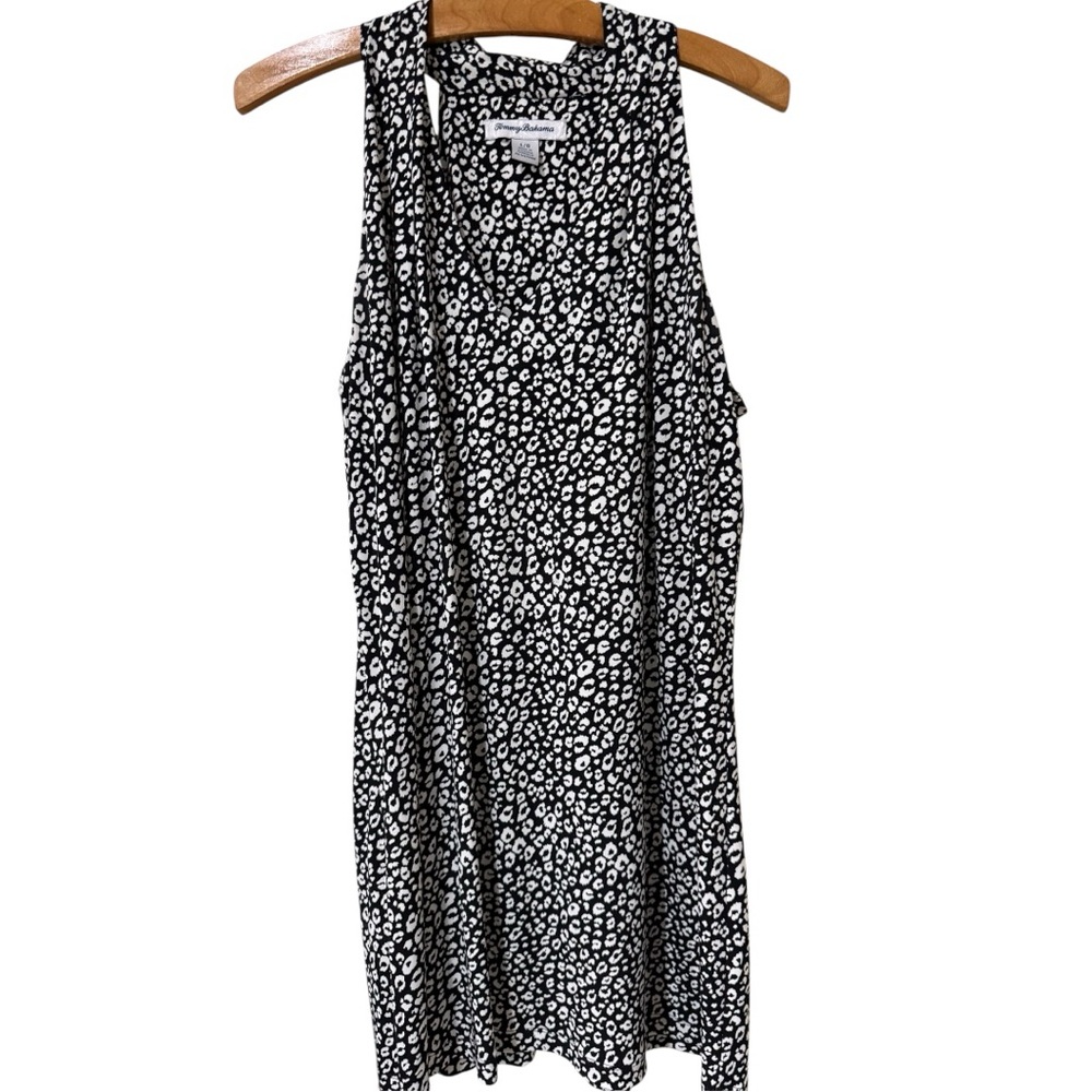 Tommy Bahama Black and White Leopard-Print Tank Dress